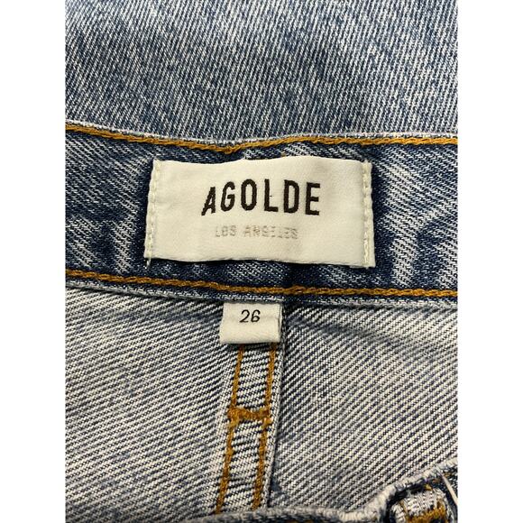 Agolde '90'S' Blue Cotton Pinch Waist Crop Denim Jean Size 26 - Picture 4 of 6